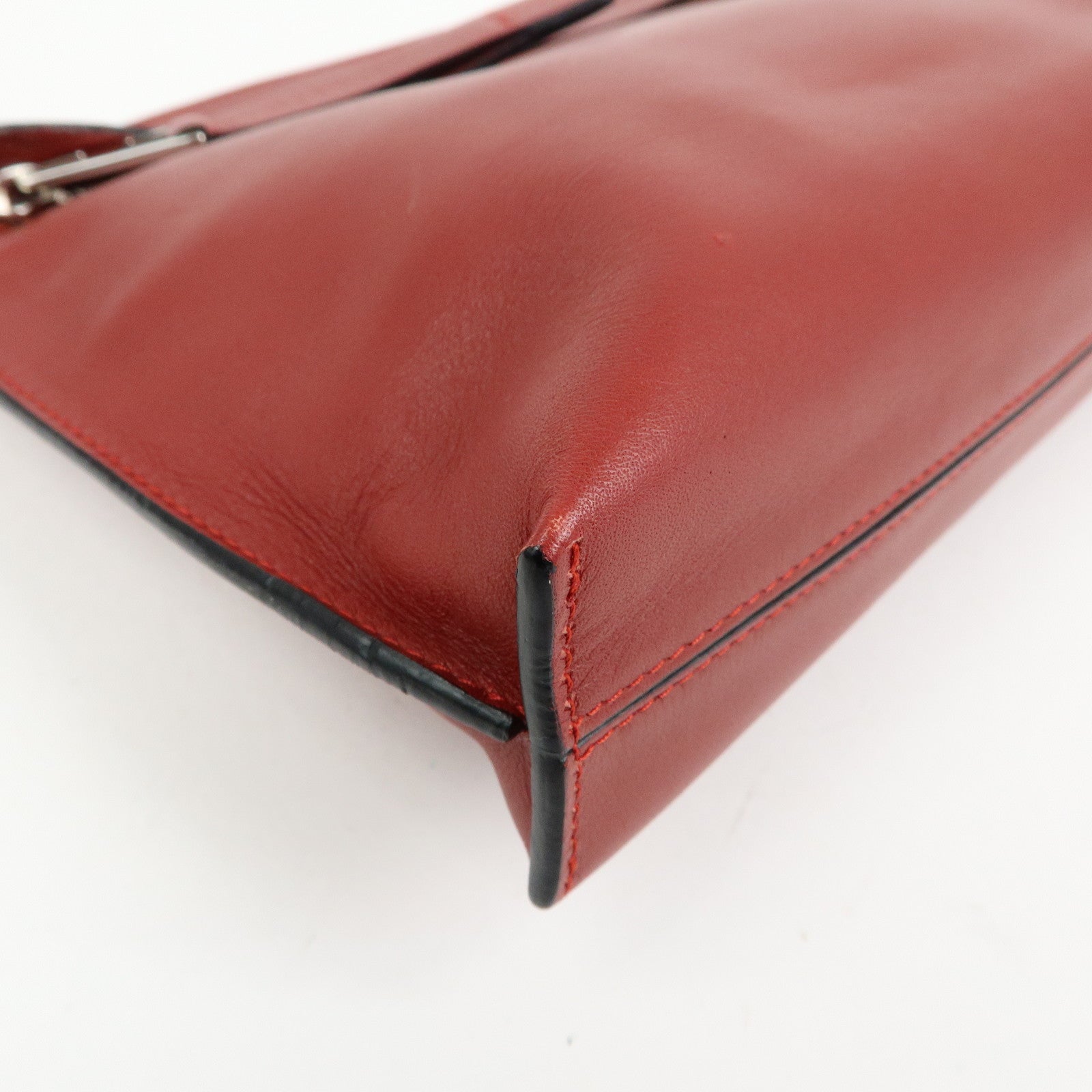LOEWE Anagram Leather Pouch Clutch Bag Bordeaux Red