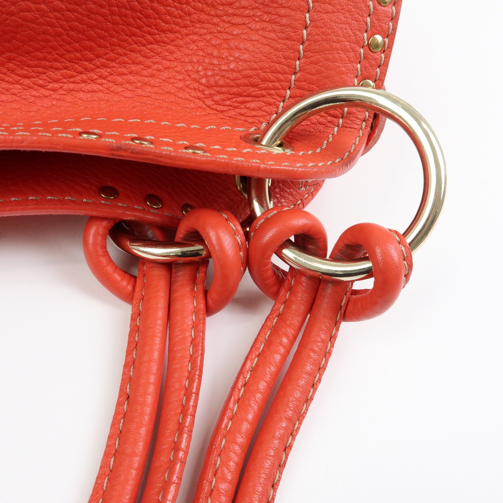 CELINE Bittersweet Leather Shoulder Bag Hand Bag Tote Bag Red
