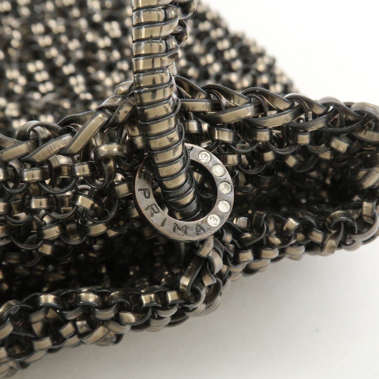 ANTEPRIMA Wire Bag PVC Leather Hand Bag Flower Motif Black Gold