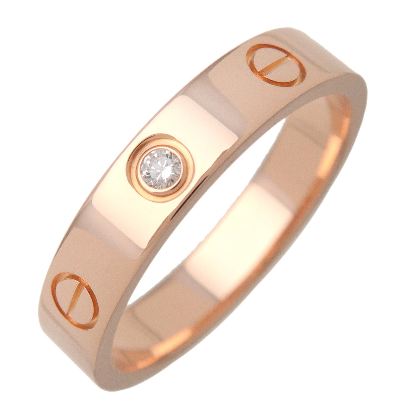 Cartier Mini Love 1P Diamond Ring K18 750PG Rose Gold #54 US7 EU54
