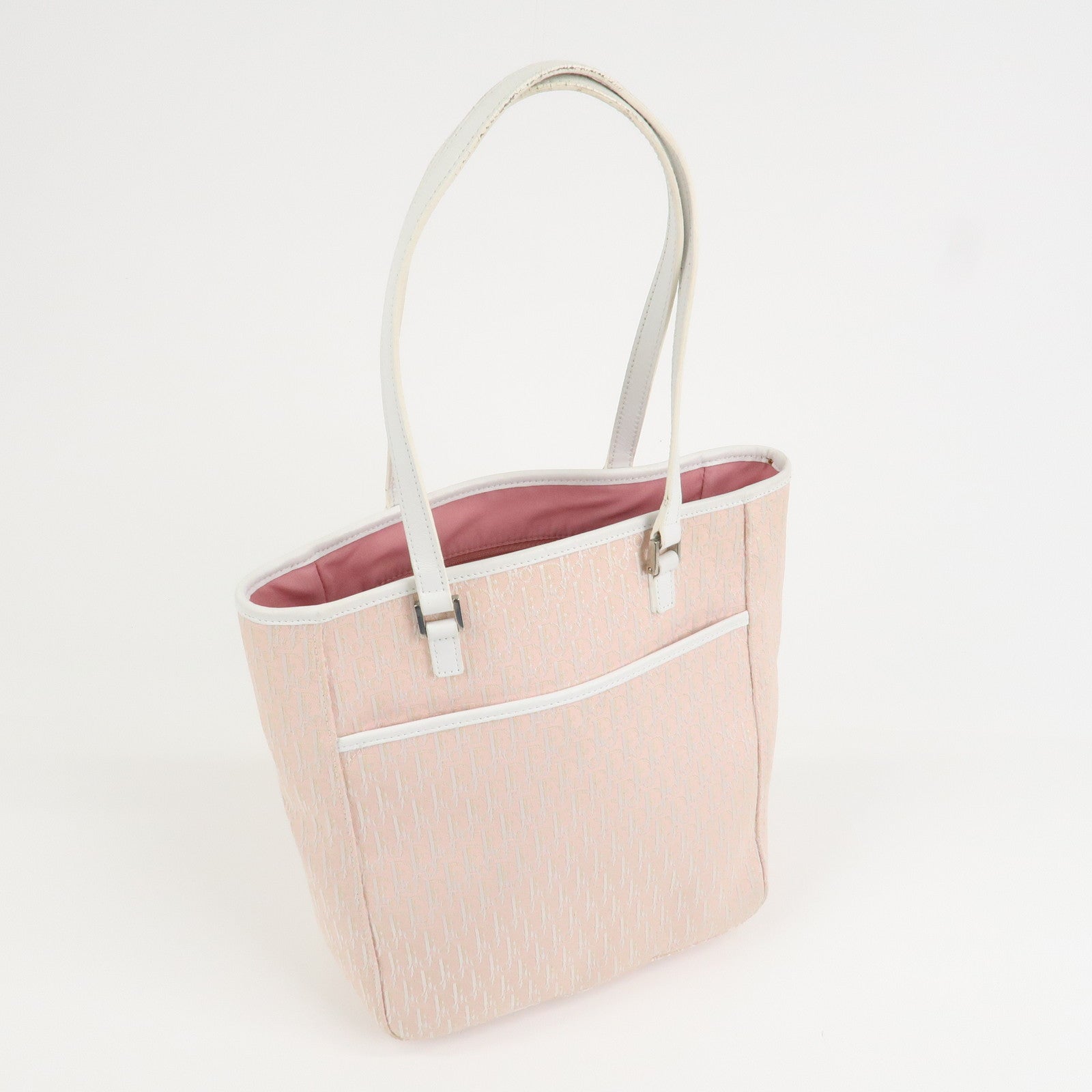 Christian Trotter Dior Canvas Leather Tote Bag Shoulder Bag Pink