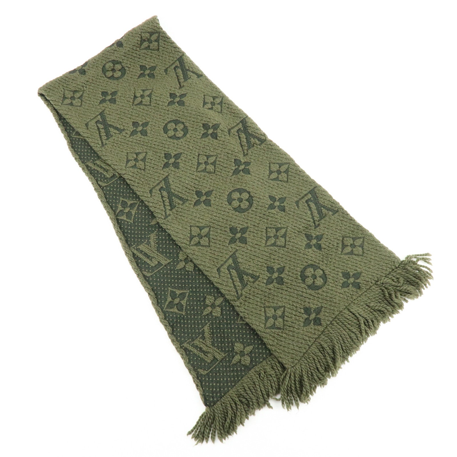 Louis Vuitton Echarpe Logomania Wool Silk Scarf Khaki 413287
