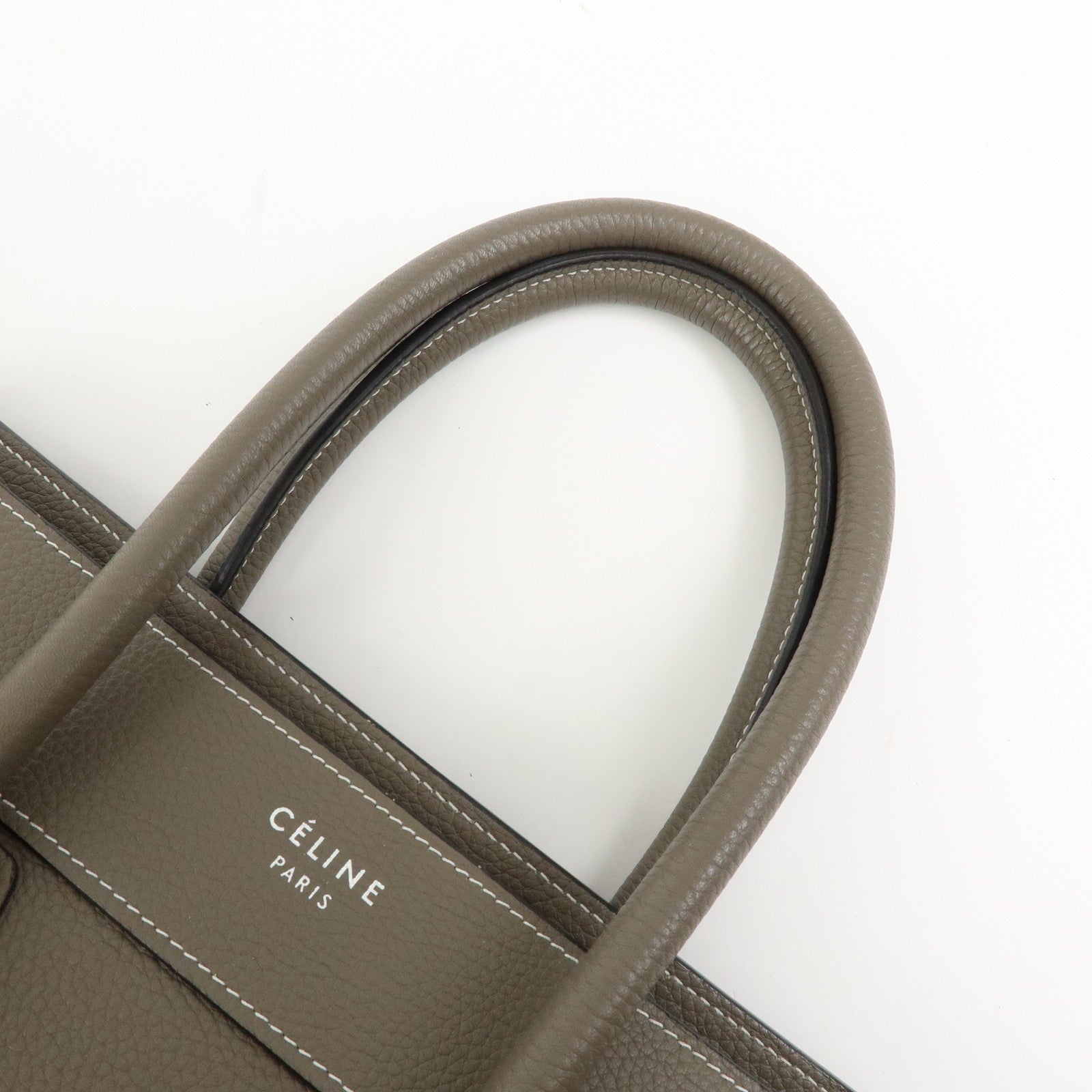 CELINE Luggage Micro Shopper Calf Leather Hand Bag Gray