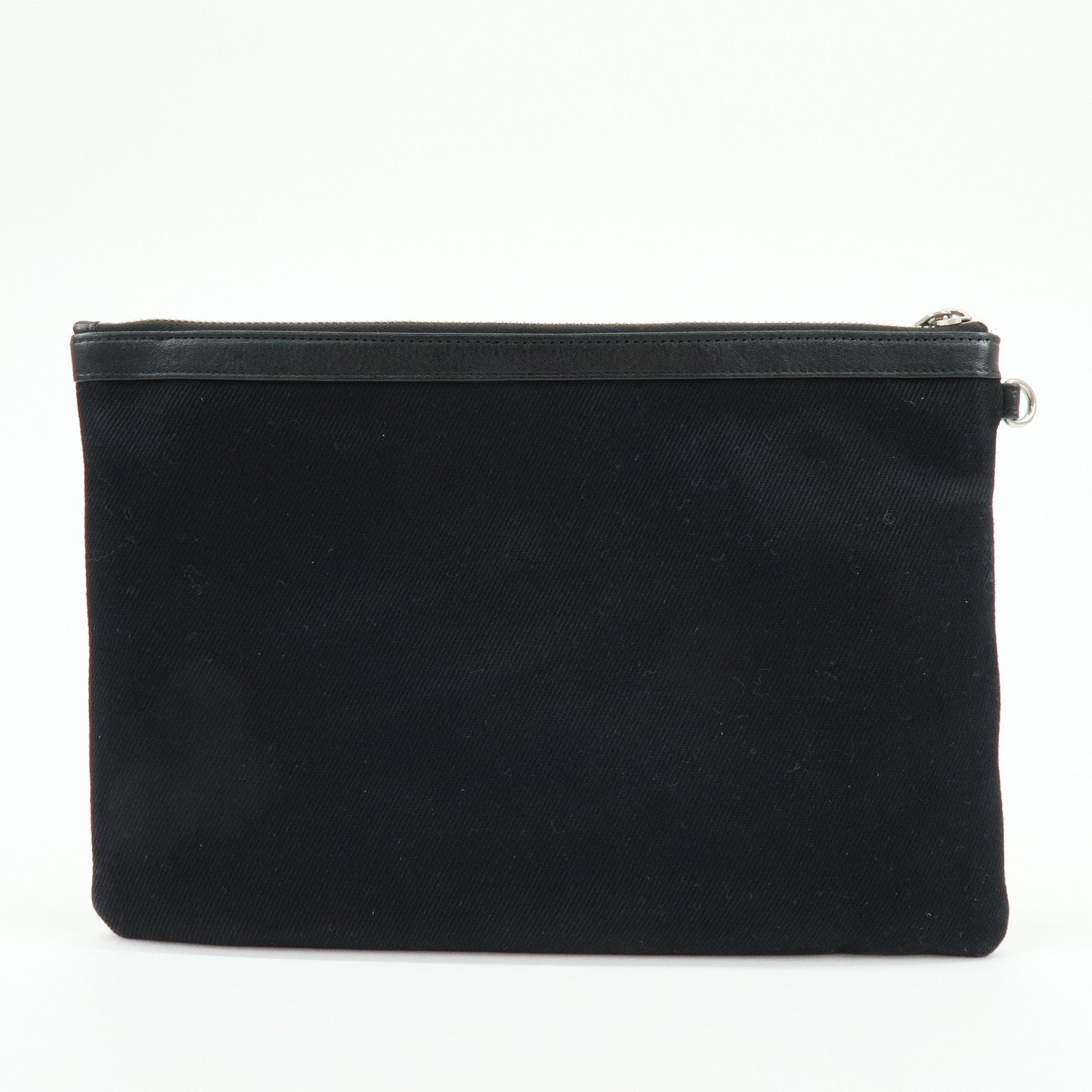 SAINT LAURENT PARIS Canvas Leather Clutch Bag Pouch Black