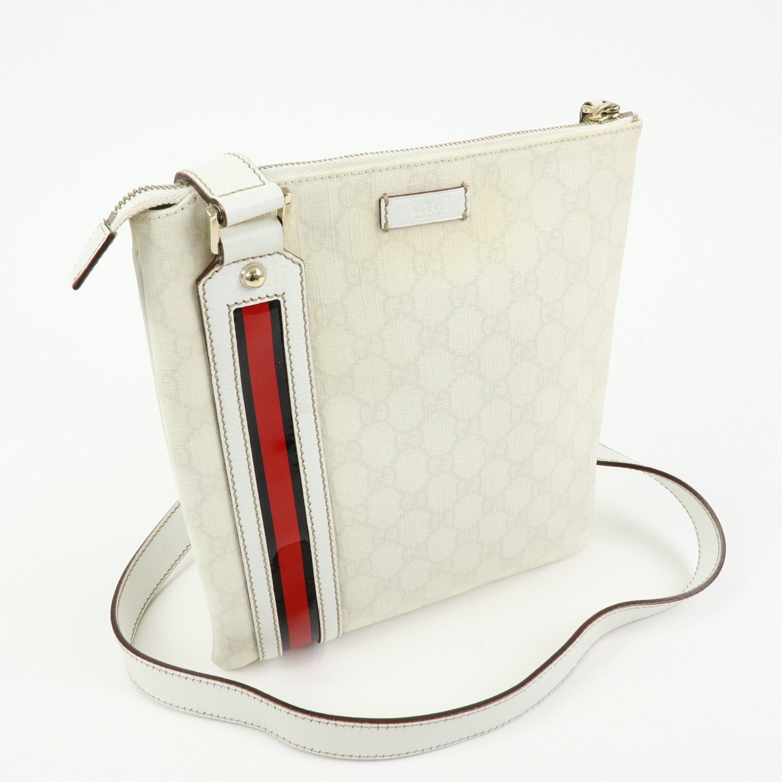 GUCCI Sherry GG Supreme PVC Leather Shoulder Bag Ivory 153244