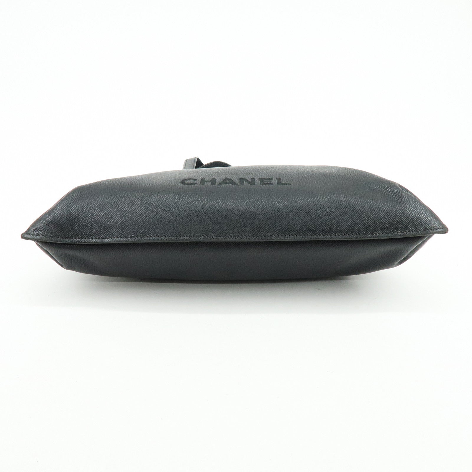 CHANEL Calf Skin Tote Bag Shoulder Bag Black