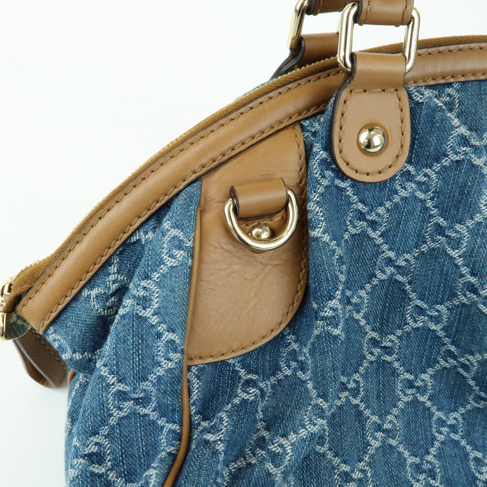 GUCCI Sukey Interlocking G Denim 2Way Hand Shoulder Bag Blue 223974