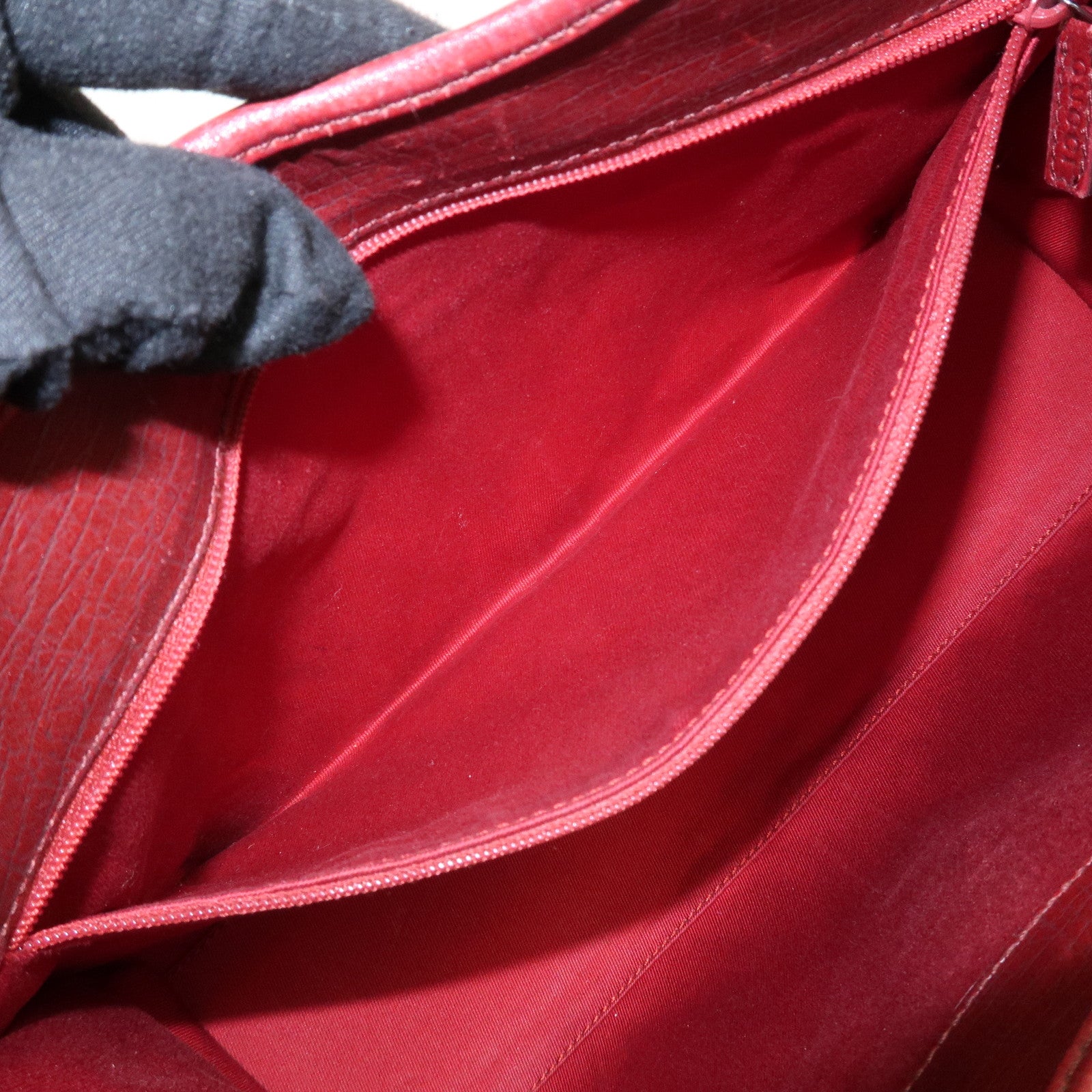 GUCCI Jackie GG Canvas Leather Shoulder Bag Hand Bag Red 01719