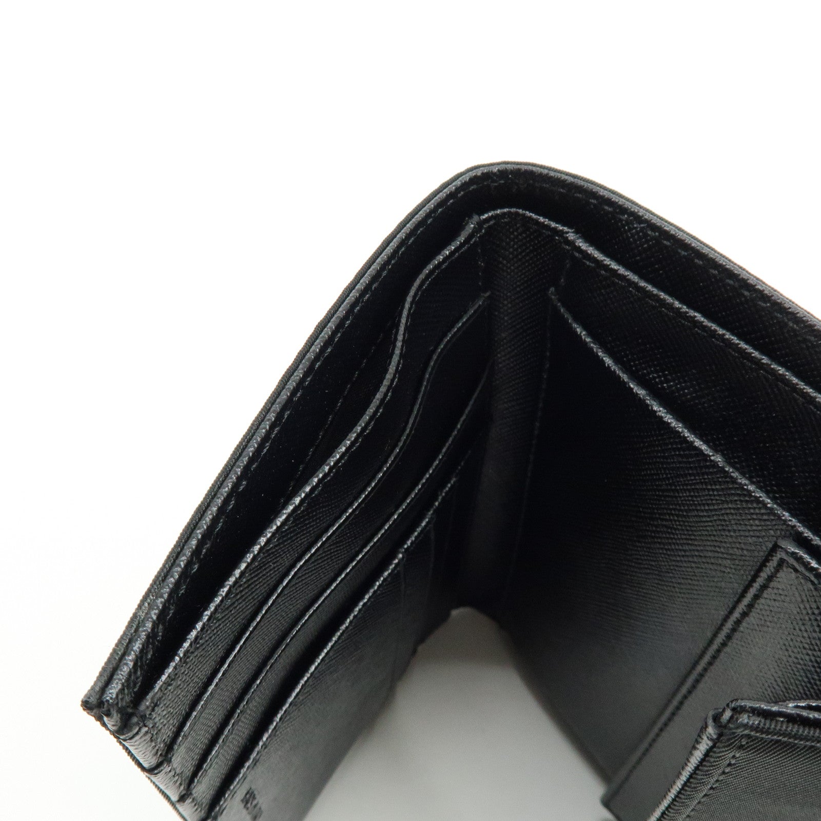 PRADA Triangle Logo Nylon Saffiano Leather Tri-fold Wallet M510