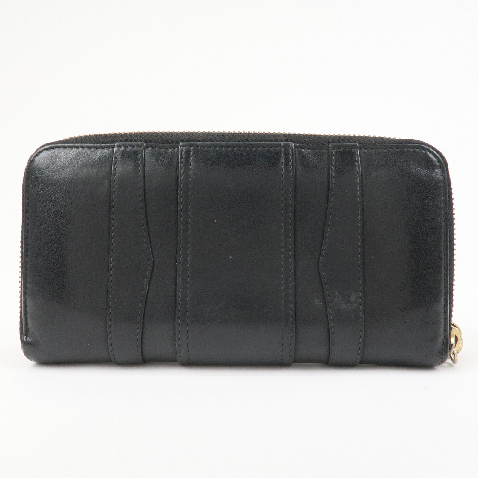 BVLGARI B-zero 1 Leather Zip Around Bi-fold Long Wallet Black