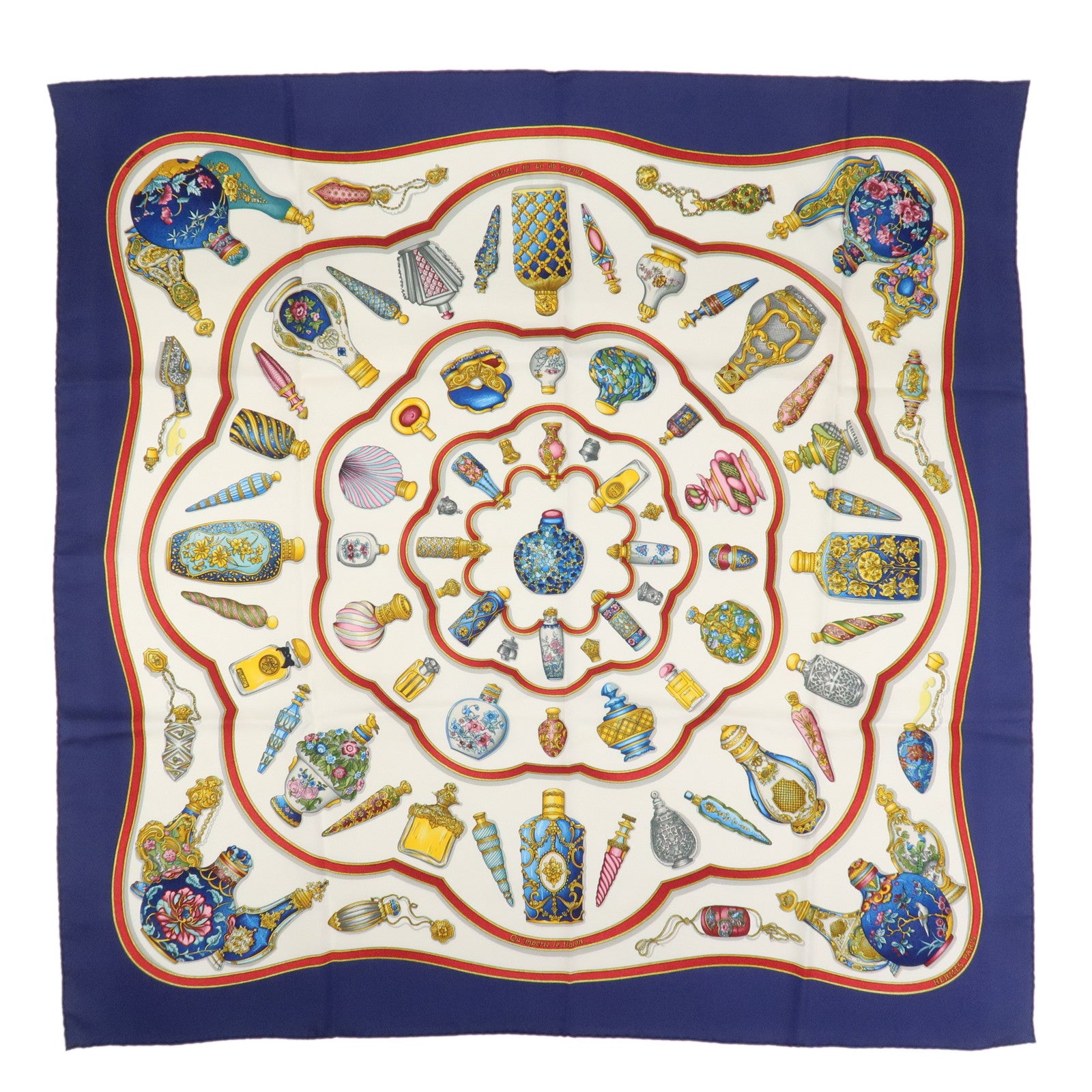 HERMES Carre 90 Silk 100% Scarf Pourvu qu'on ait l'ivresse White
