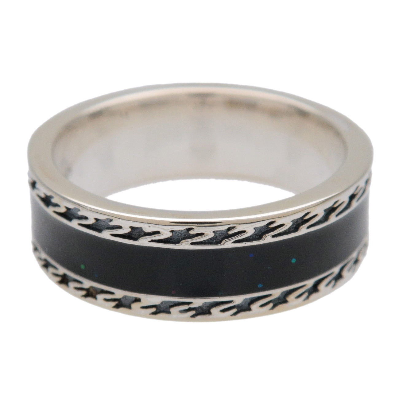 GUCCI Interlocking G Glitter Ring SV925 Enamel Silver #14 645573