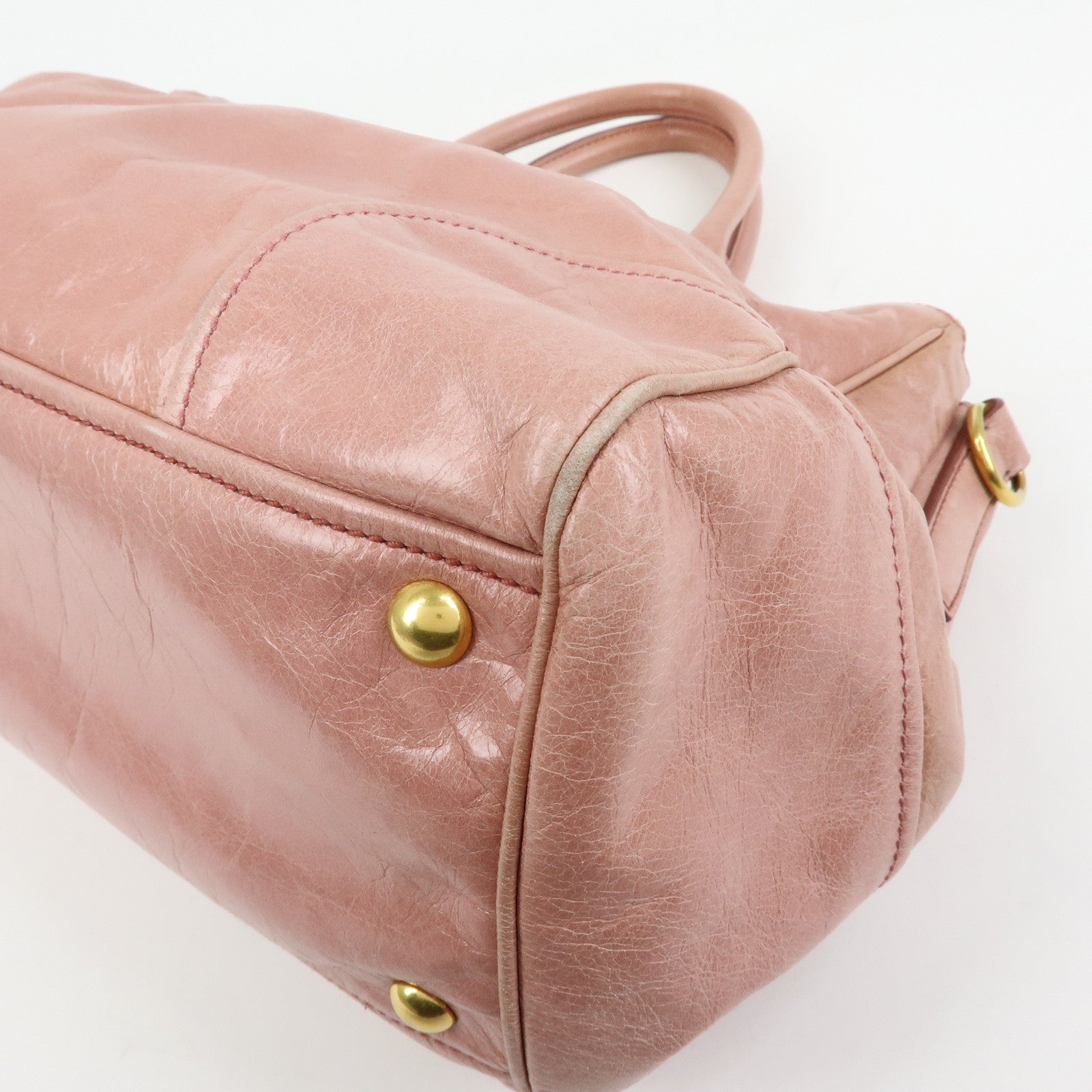 MIU MIU Vitello Shine Leather 2Way Bag Shoulder Bag Pink RN1091
