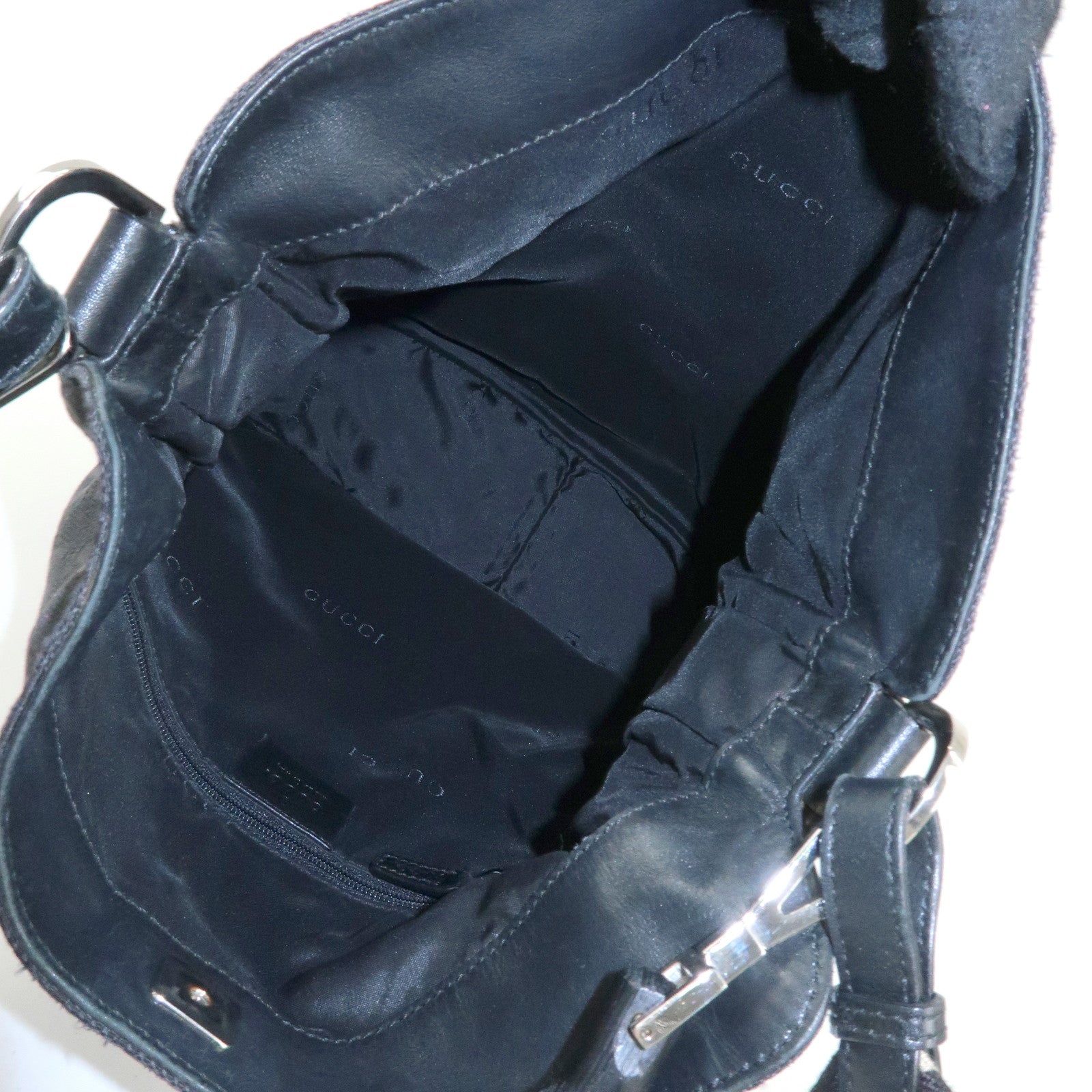 GUCCI Bamboo Sherry GG Canvas 2Way Bag Shoulder Bag Black 001・4058