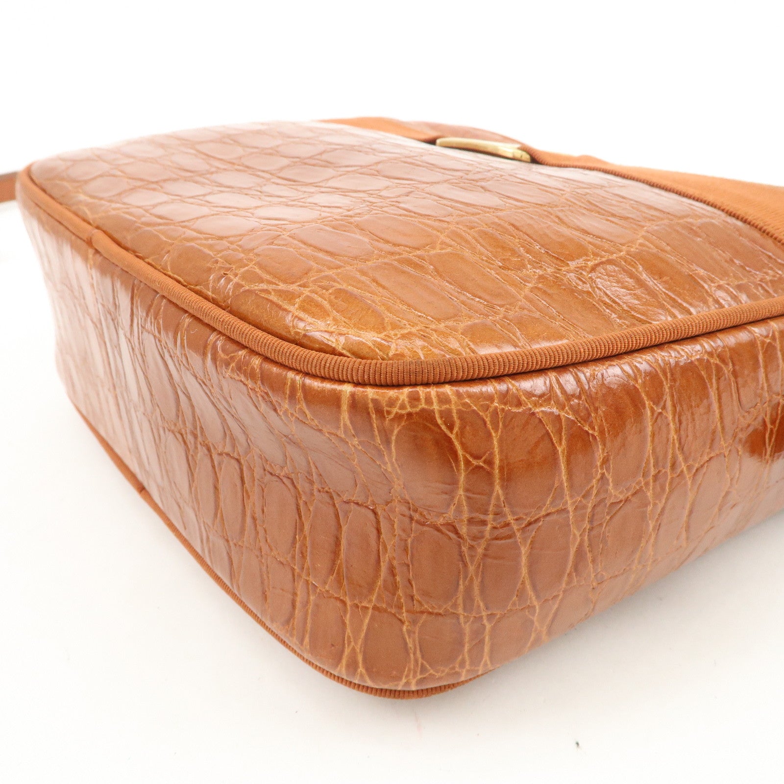 Ferragamo Vara Emboss Leather Shoulder Bag Crossbody Bag Brown