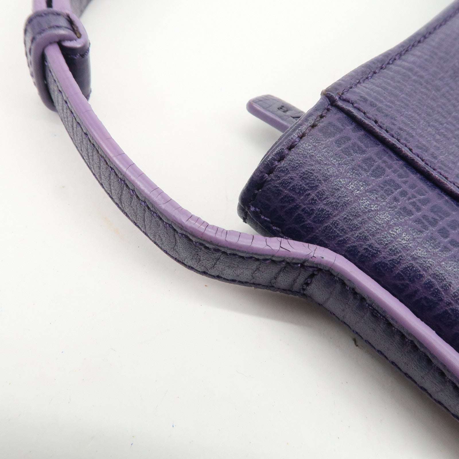 LOEWE Leather Shoulder Bag Hand Bag Purple