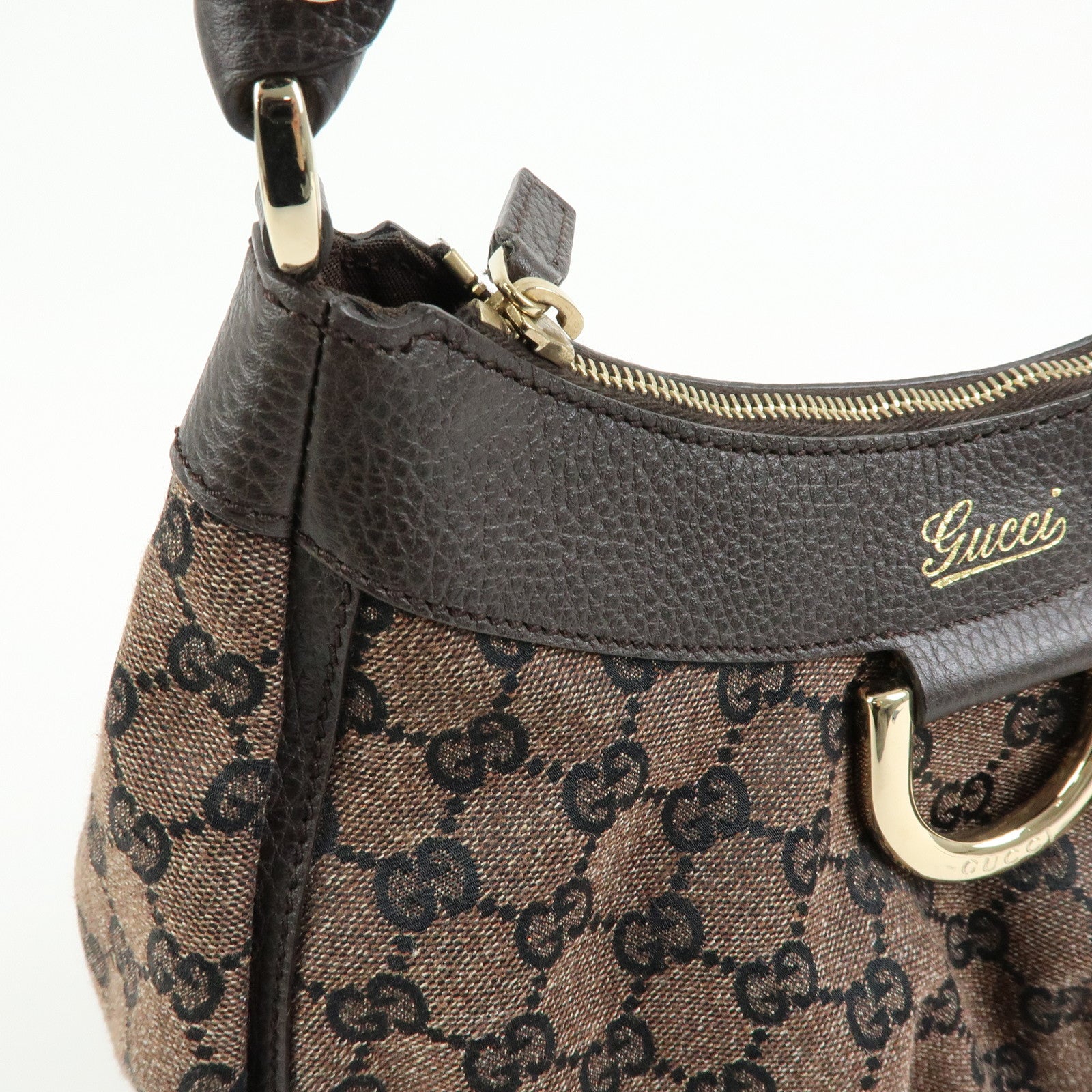 GUCCI Abbey GG Canvas Leather Shoulder Bag Hand Bag Brown 265692
