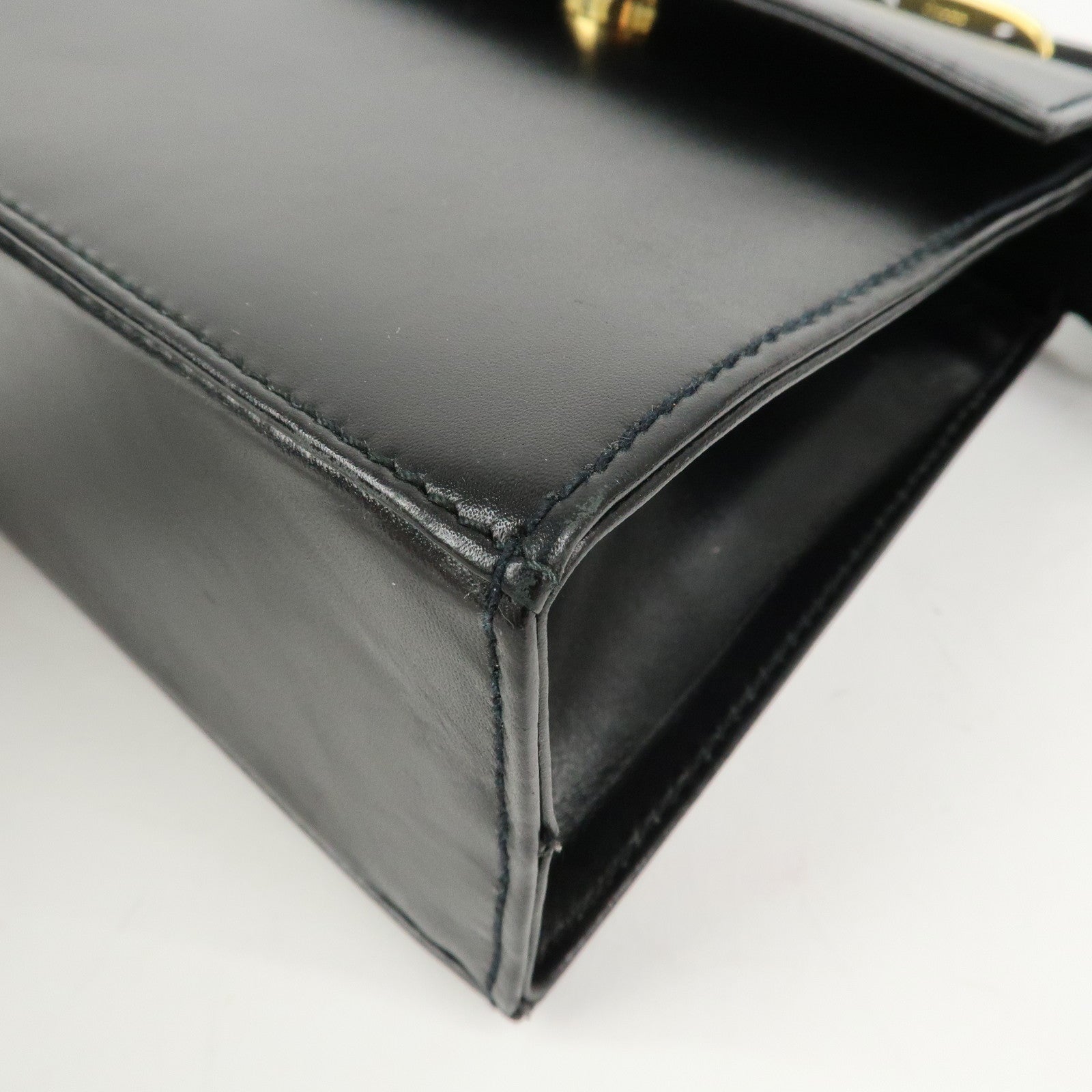 Ferragamo Varra Ribbon Leather 2Way Bag Shoulder Bag Hand Bag Black