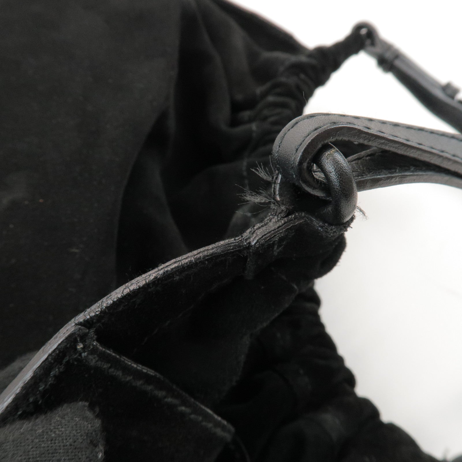 GUCCI Suede Leather Hand Bag Shoulder Bag Black 0014335