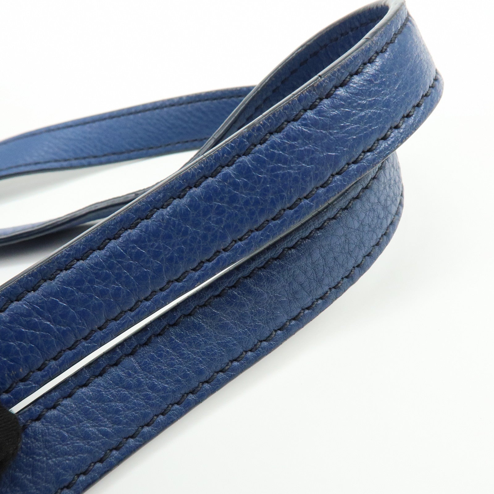 MIU MIU Leather 2Way Bag Hand Bag Shoulder Crossbody Bag Blue