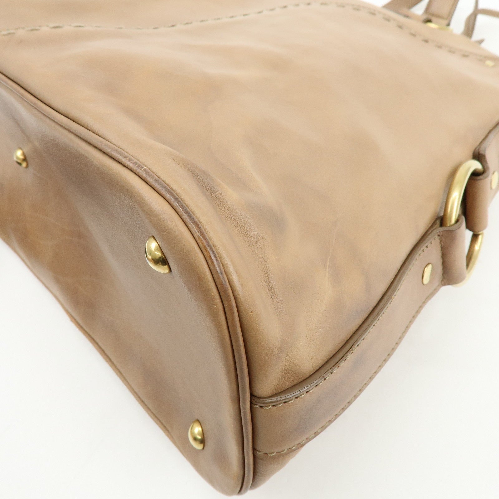 SAINT LAURENT PARIS Muse Leather Hand Bag Tote Bag Beige