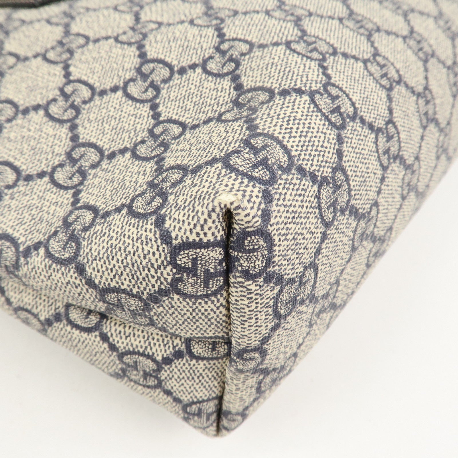 GUCCI GG Supreme PVC Leather Tote Bag Hand Bag Beige Black 211138