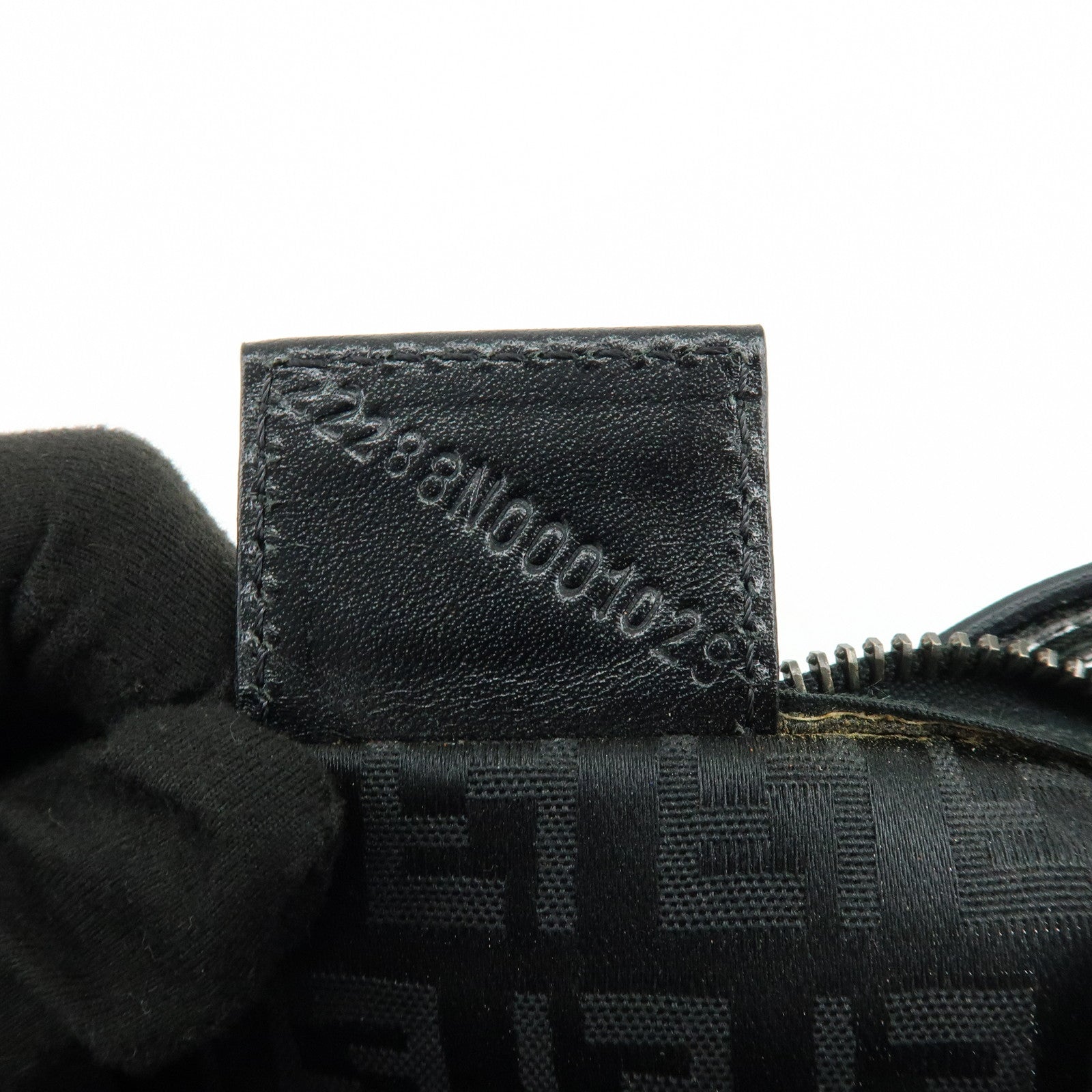 FENDI Zucchino Canvas Leather Hand Bag Pouch Black 8N0001