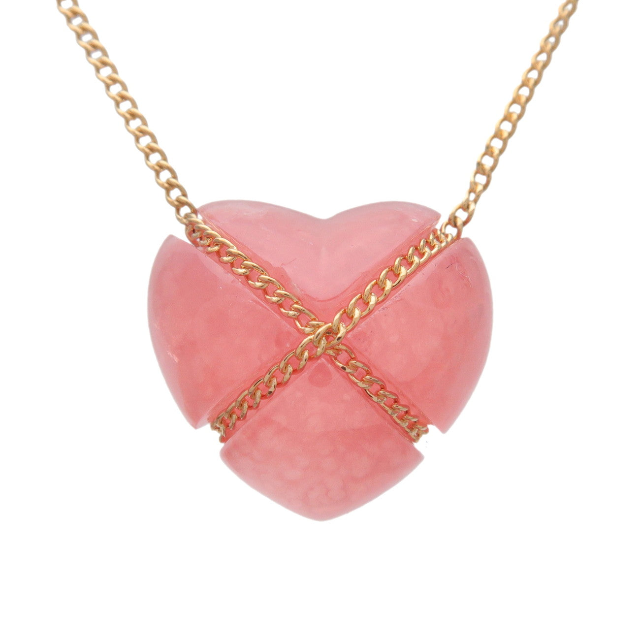 Tiffany & Co Chain Cross Heart Necklace 750YG Incarose Red