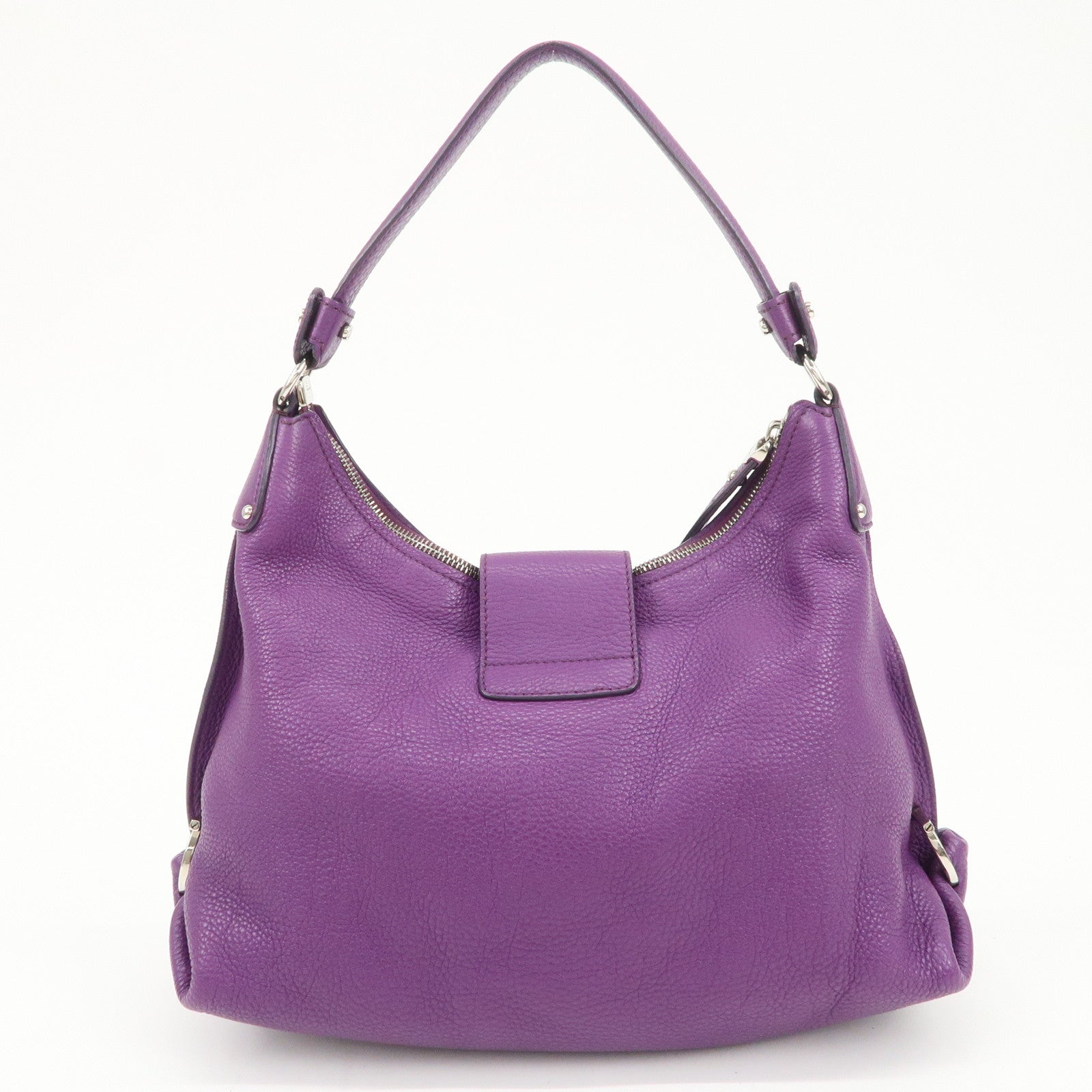 Ferragamo Gancini Logo Leather Shoulder Bag Hand Bag Purple