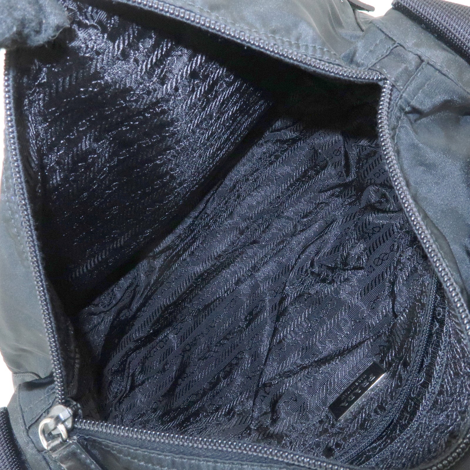 PRADA Triangle Logo Nylon Leather Shoulder Bag Black BT6671