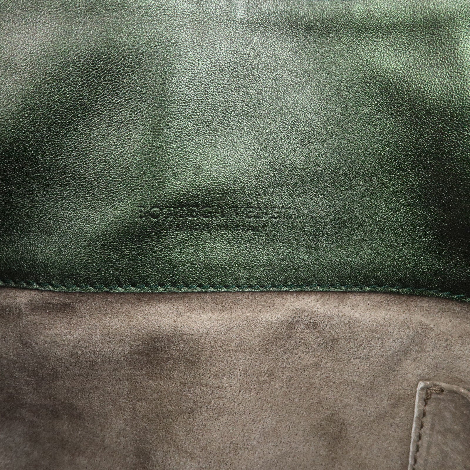 BOTTEGA VENETA Intrecciato Leather Tote Bag Hand Bag Metalic Green
