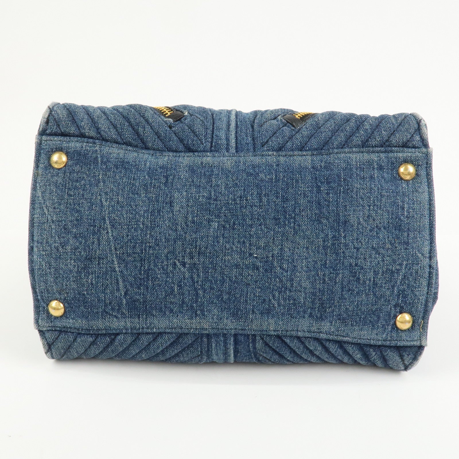 MIU MIU Biker Denim 2Way Hand Bag Shoulder Bag Blue RN1031