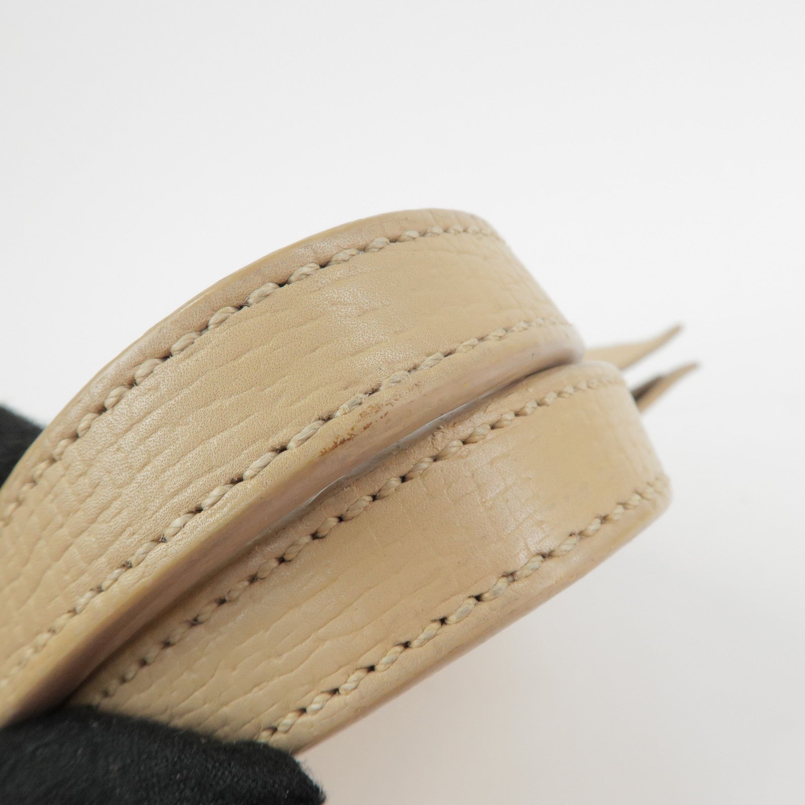 LOEWE Anagram Embossed Leather Tote Bag Hand Bag Beige