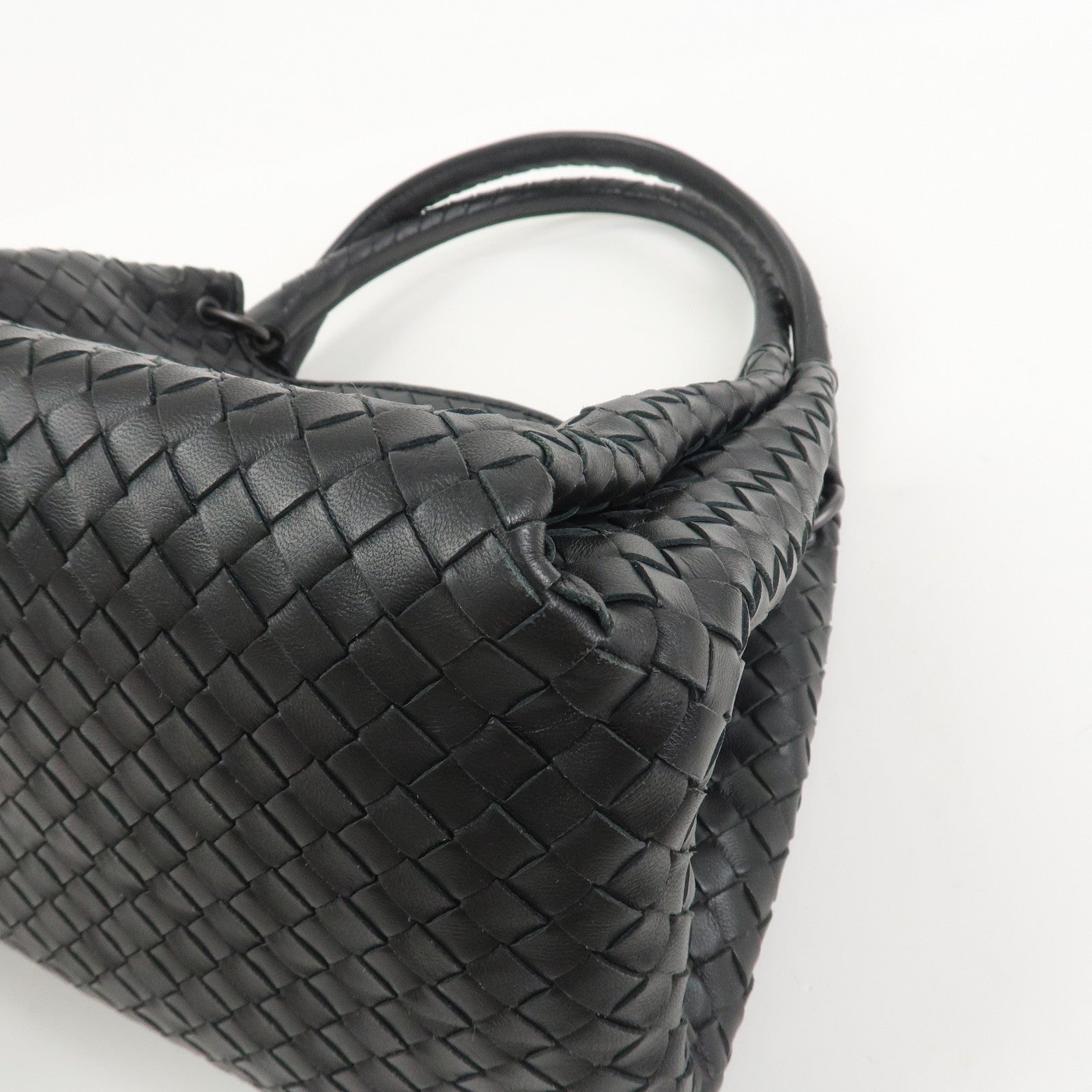 BOTTEGA VENETA Intrecciato Leather Tote Bag Hand Bag Black