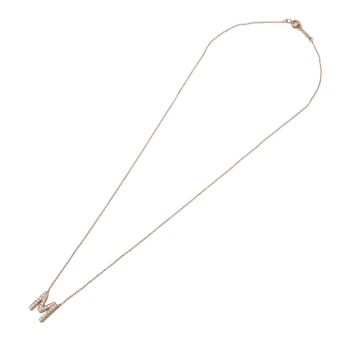 Tiffany & Co Letter Initial M Necklace K18PG 750PG Rose Gold