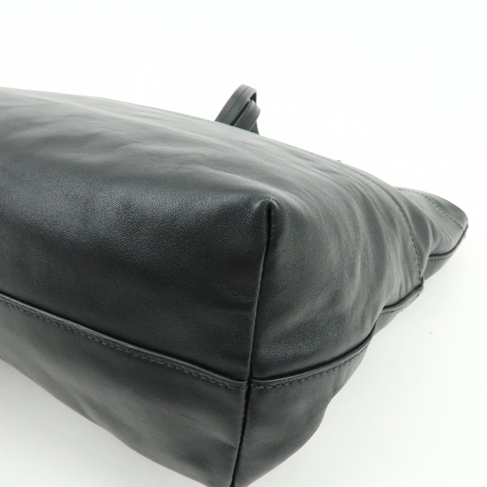 MIU MIU Logo Leather Tote Bag Shoulder Bag Hand Bag Black