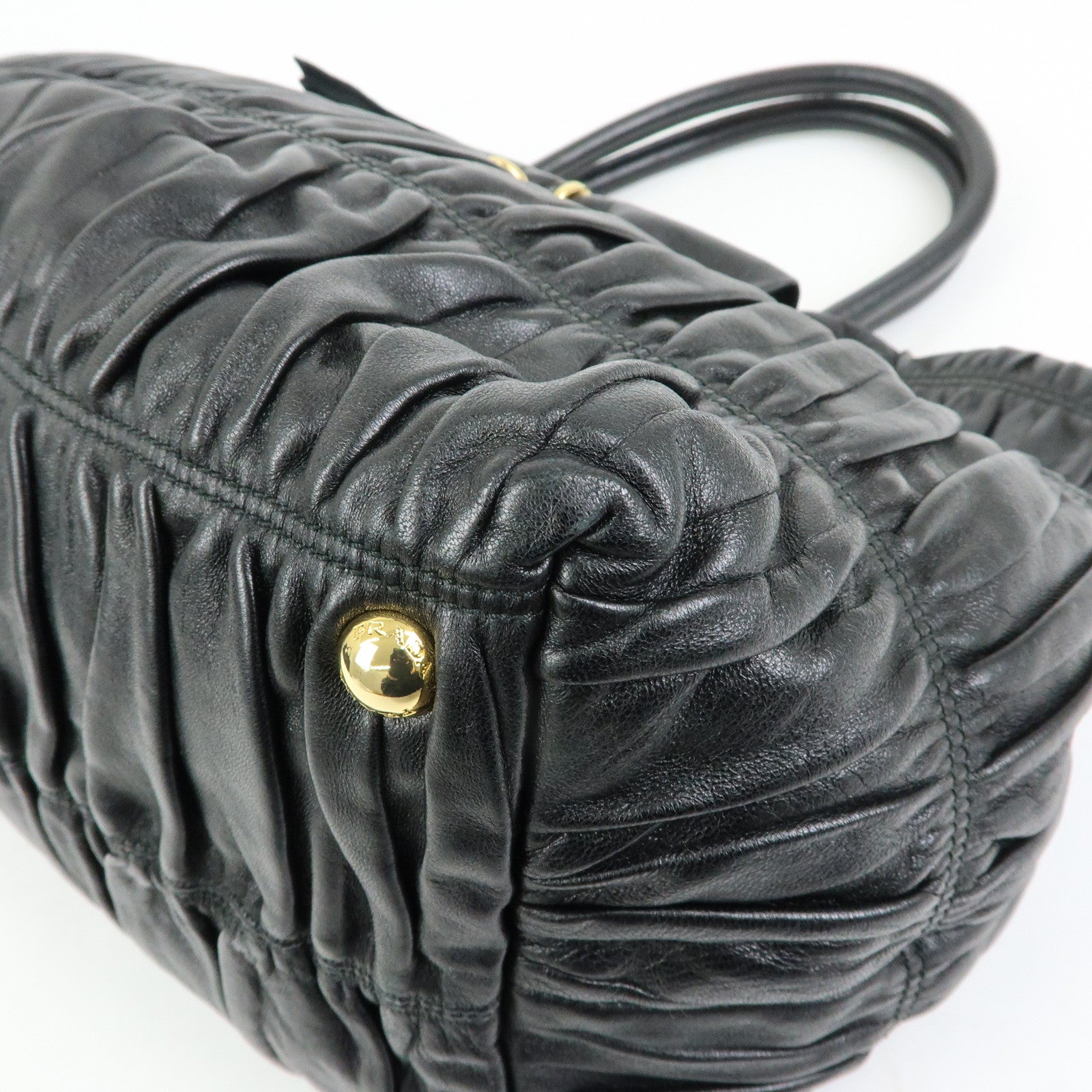 PRADA Ribbon Nappa Gaufure Leather 2Way Bag Black BN1932