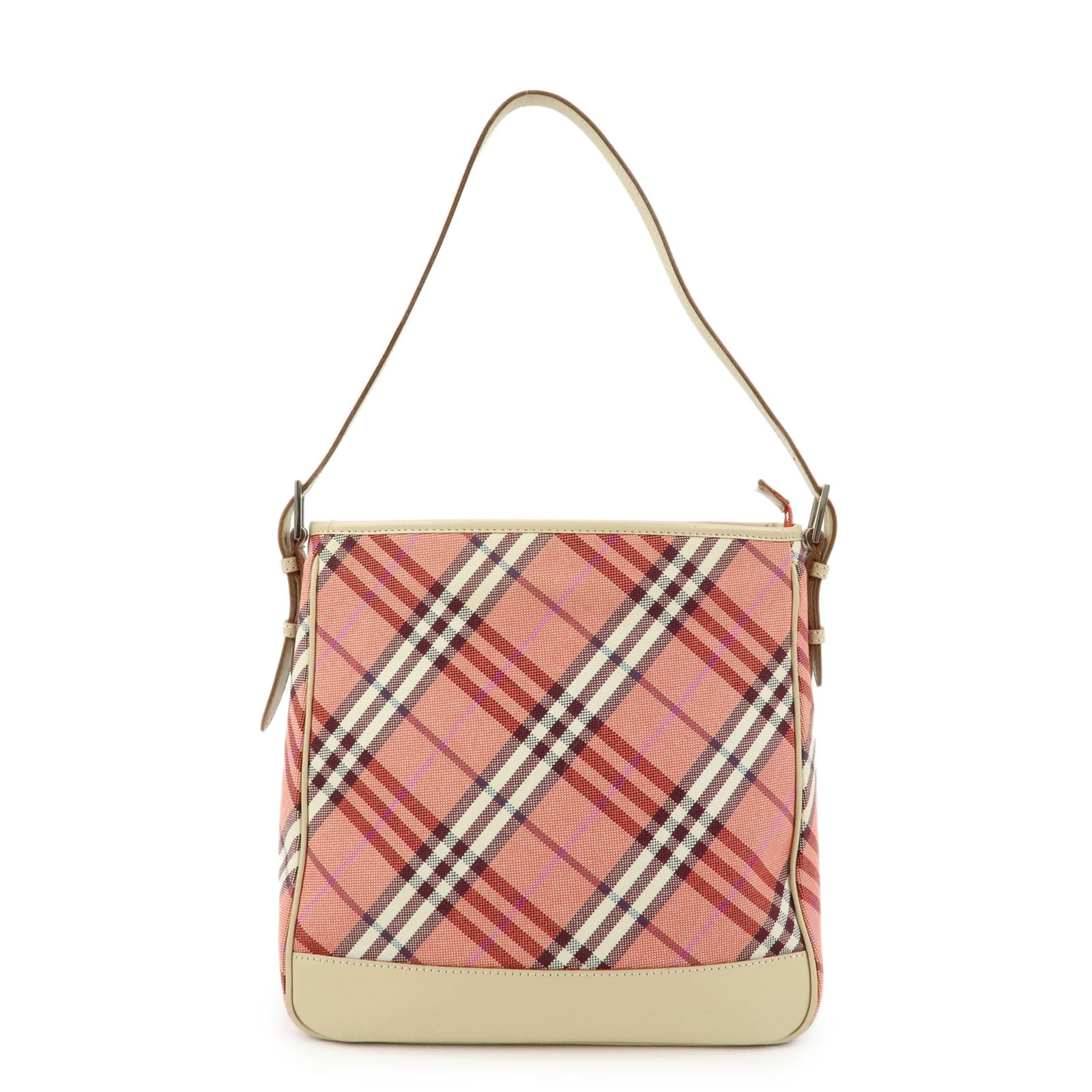 BURBERRY Blue Label Canvas Leather Shoulder Bag Hand Bag Pink Beige