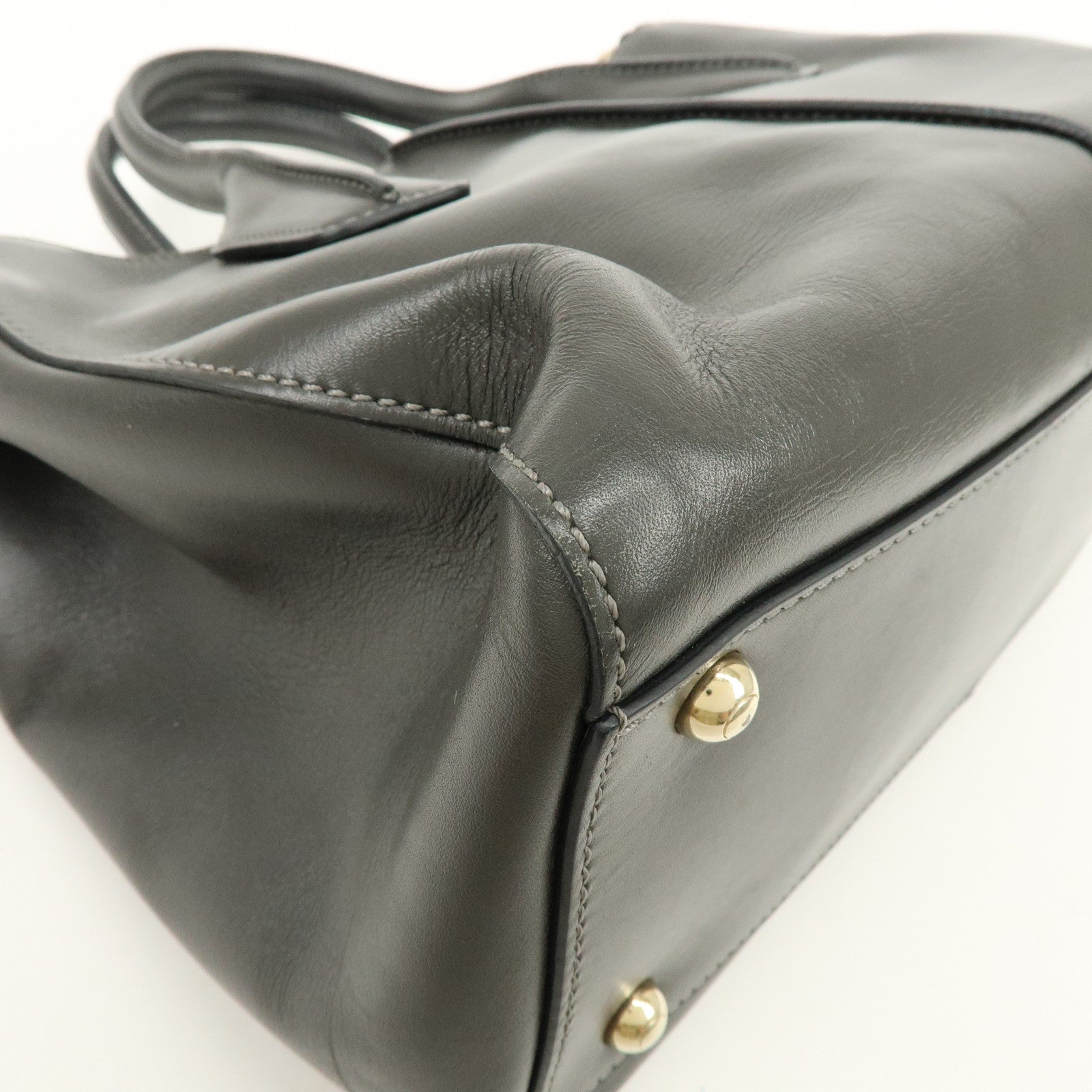 TOD’S D Cube Leather 2Way Bag Hand Bag Shoulder Bag Dark Gray