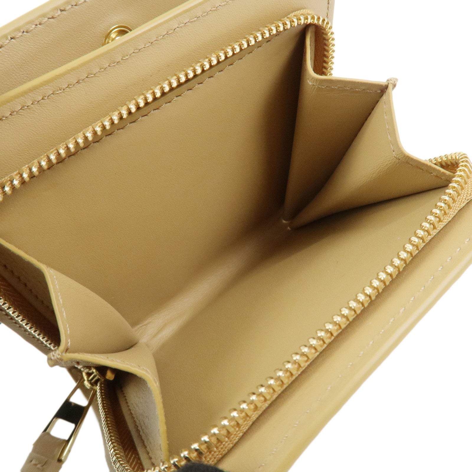 LOEWE Puzzle Leather Compact Wallet Beige