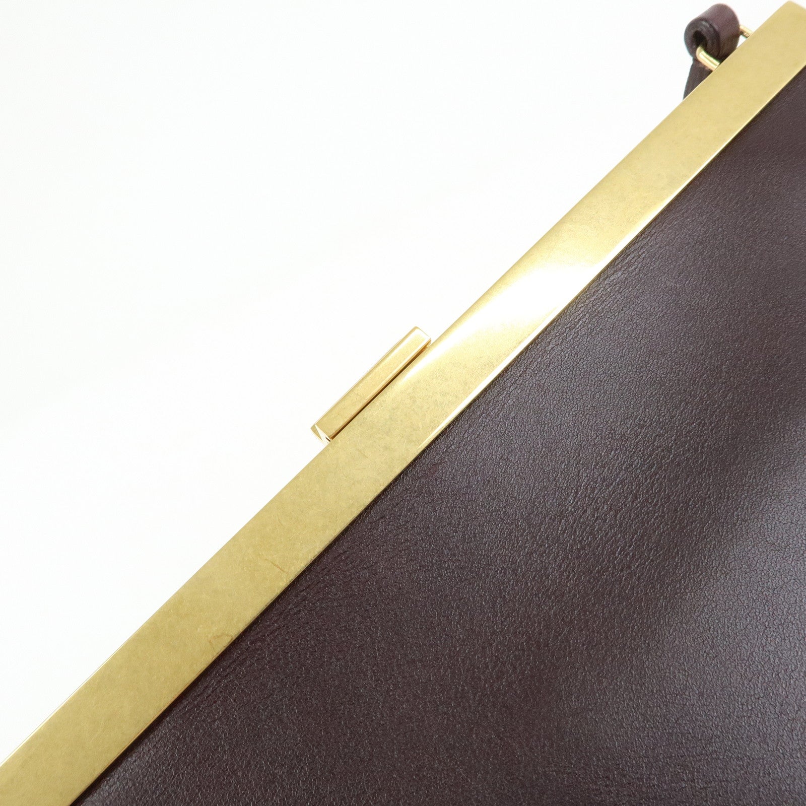 CELINE Leather Mini Clasp Shoulder Bag Dark Brown 181053ASG