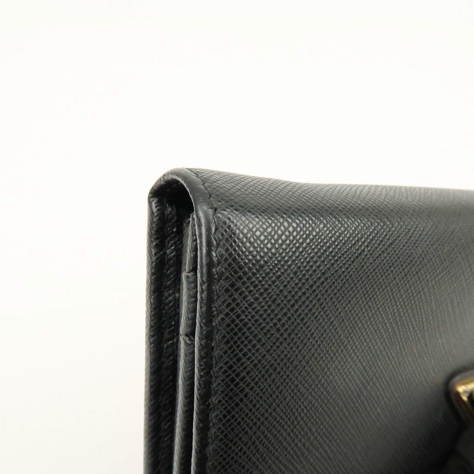 PRADA Triangle Logo Saffiano Leather Flap Long Wallet Black 1MH132