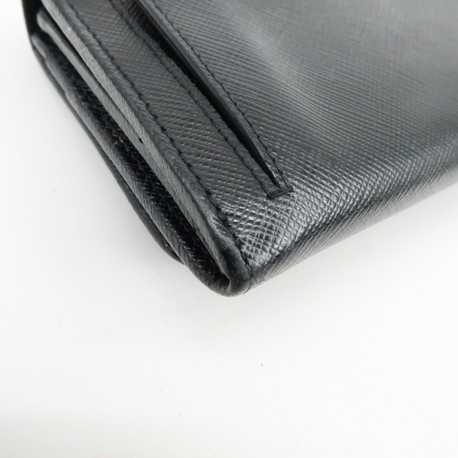 PRADA Saffiano Leather Ribbon Long Wallet Black