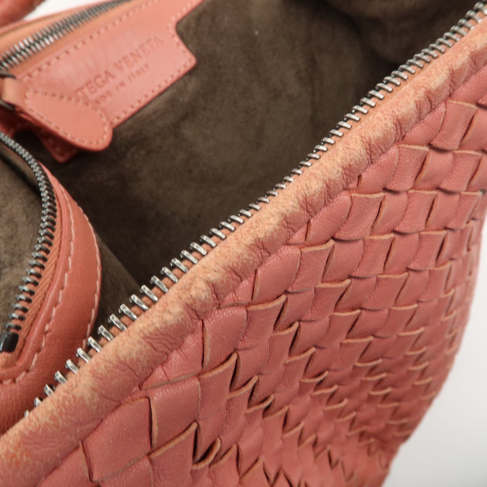 BOTTEGA VENETA Intrecciato Leather Shoulder Bag Hand Bag Pink