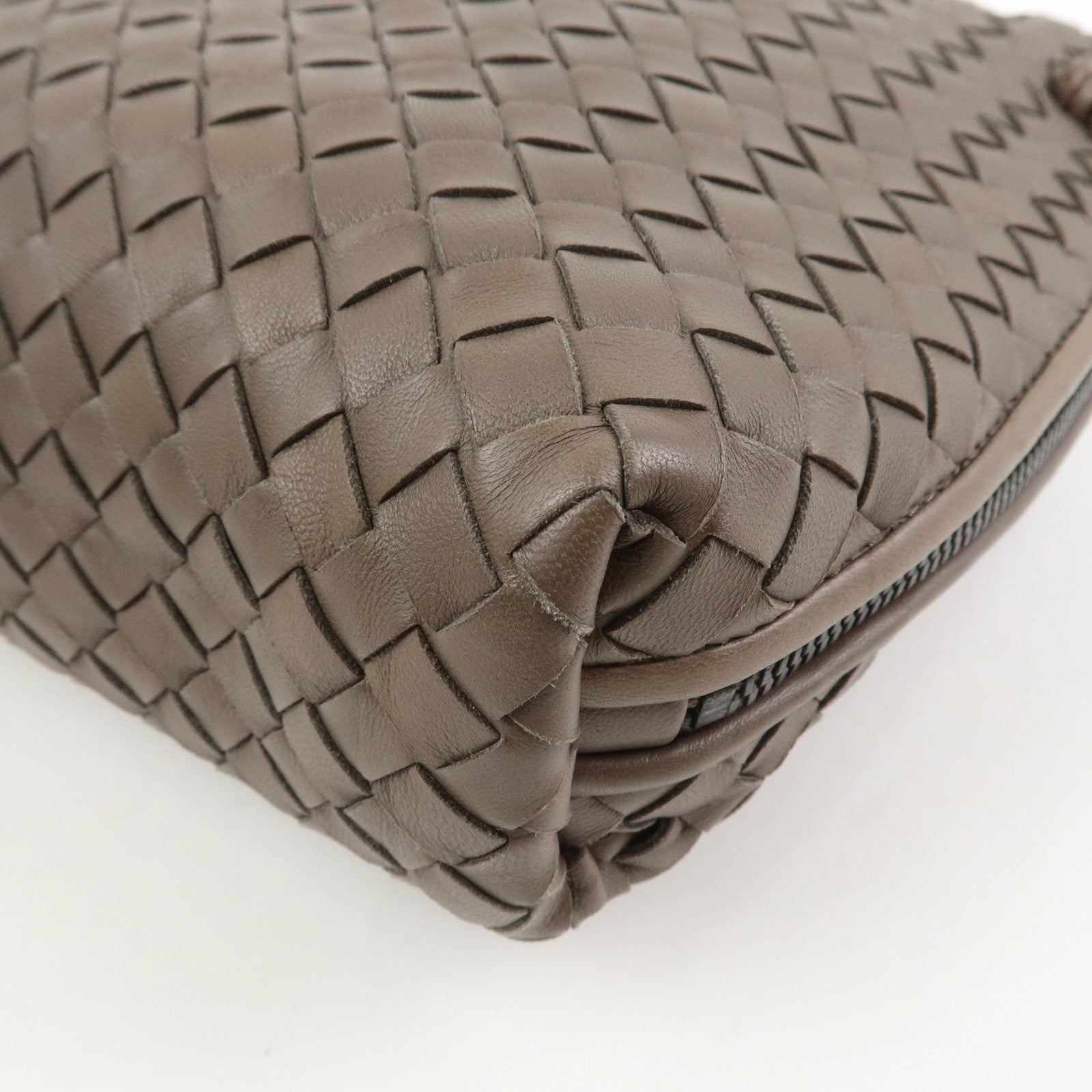BOTTEGA VENETA Intrecciato Leather Shoulder Crossbody Bag Greige
