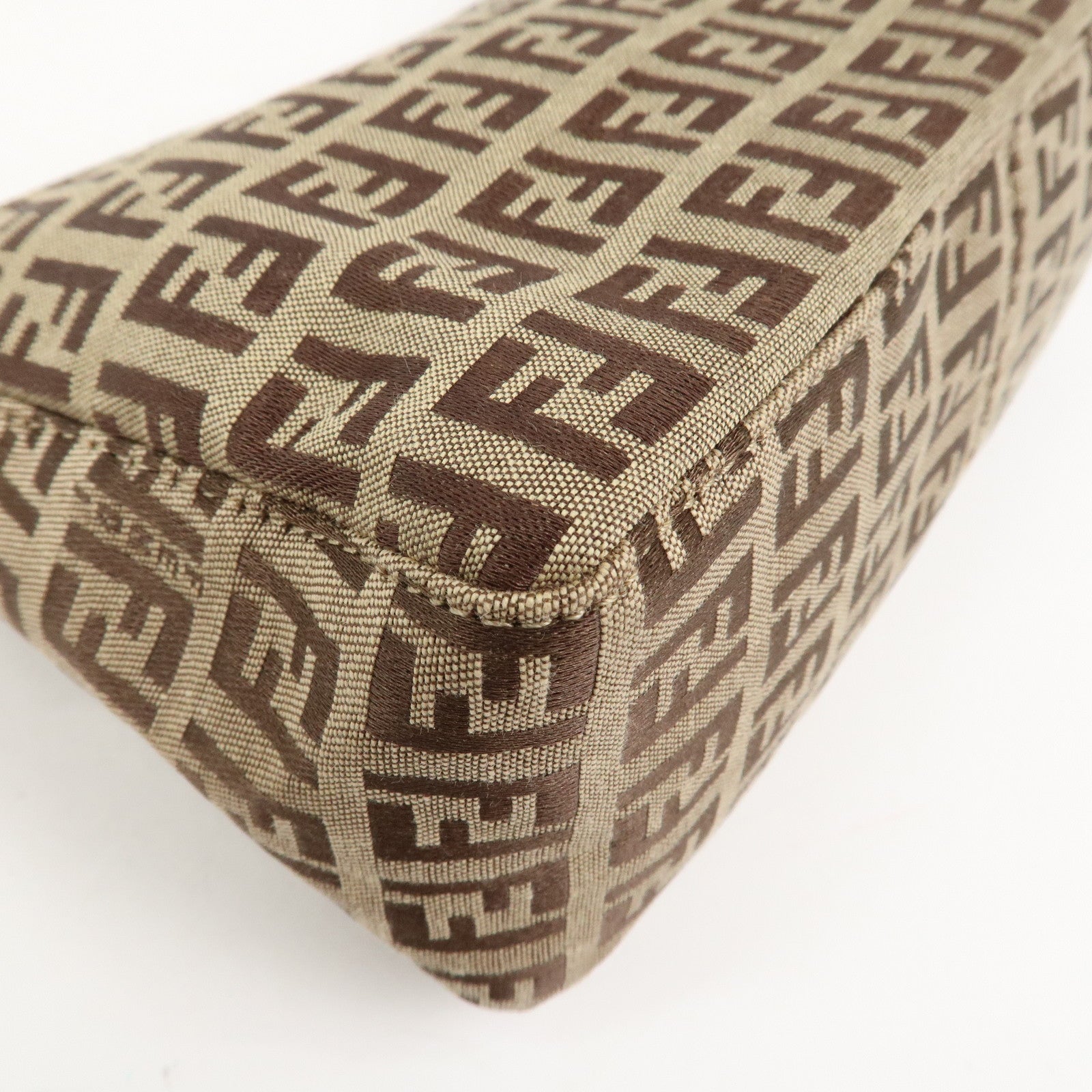 FENDI Zucchino Canvas Leather Shoulder Bag Hand Bag Brown 8BR156