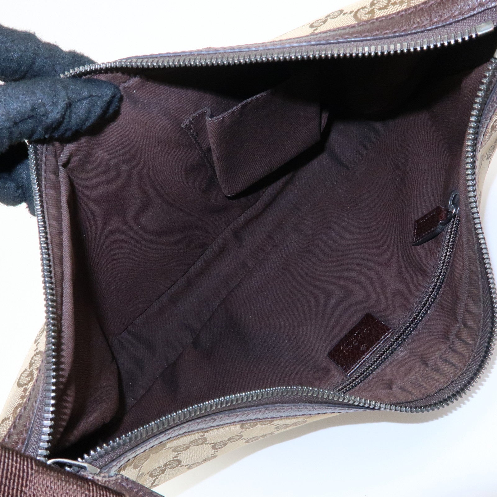 GUCCI GG Canvas Leather Shoulder Bag Crossbody Bag Beige 122790