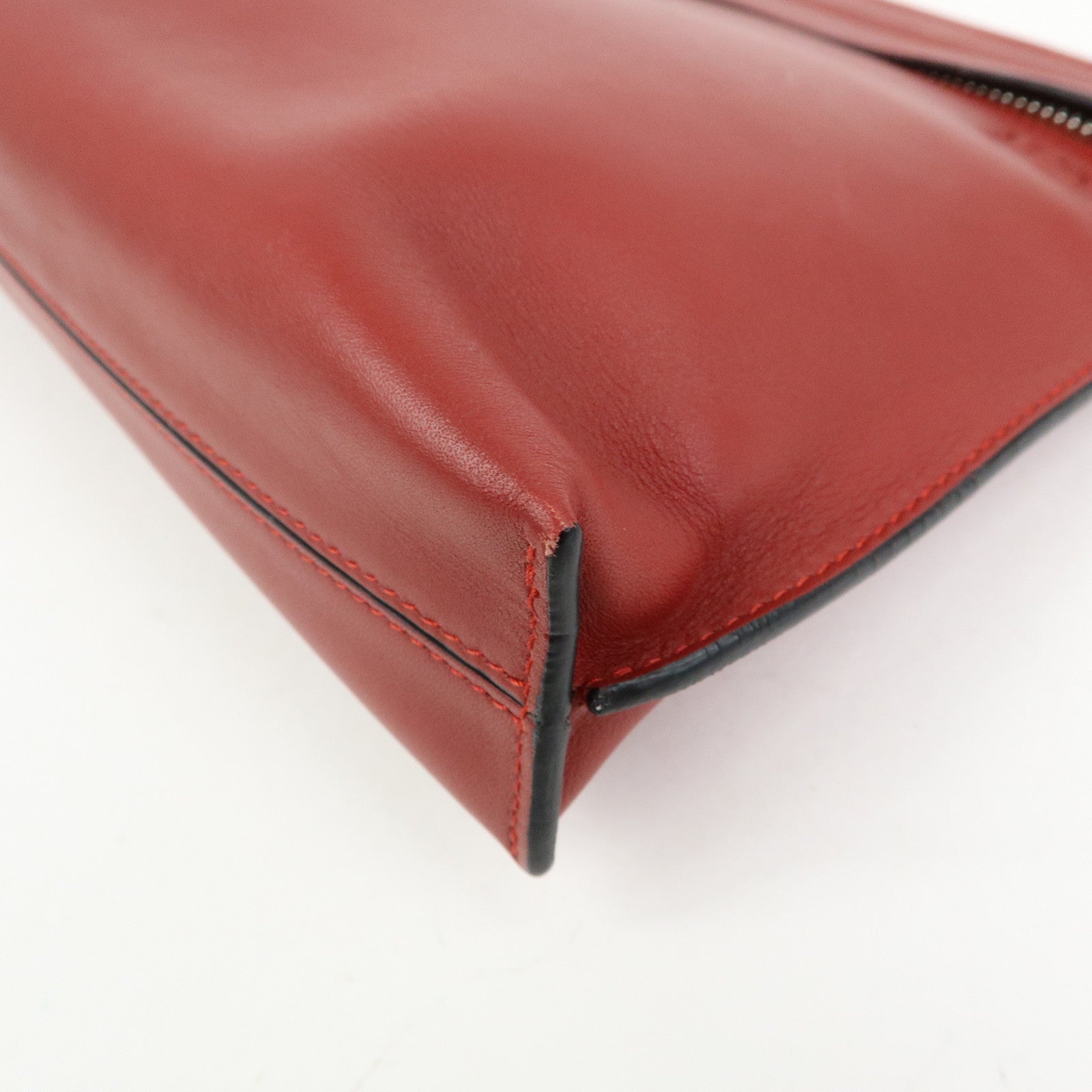 LOEWE Anagram Leather Pouch Clutch Bag Bordeaux Red