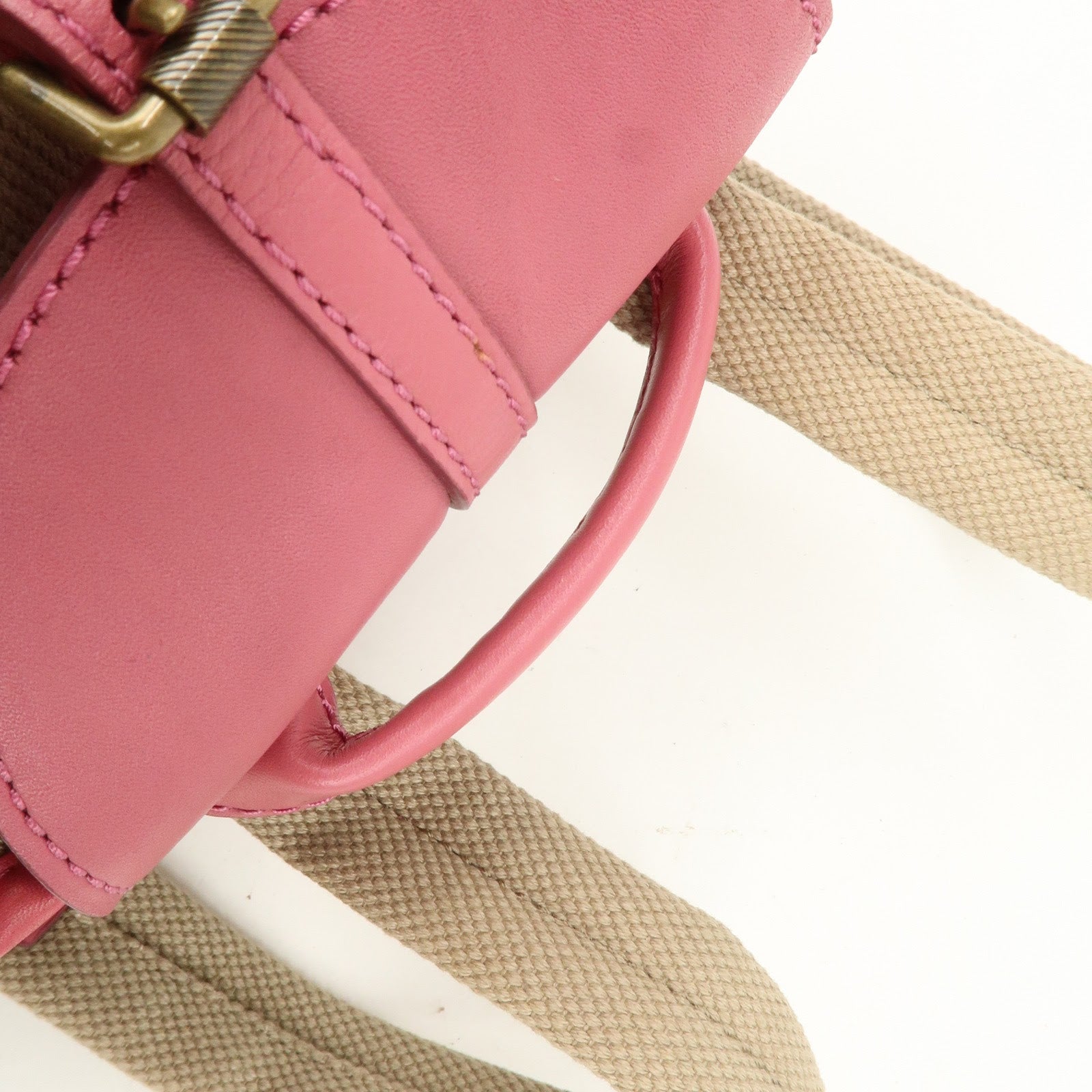 BURBERRY Children Canvas Leather Mini Rucksack Backpack Beige Pink