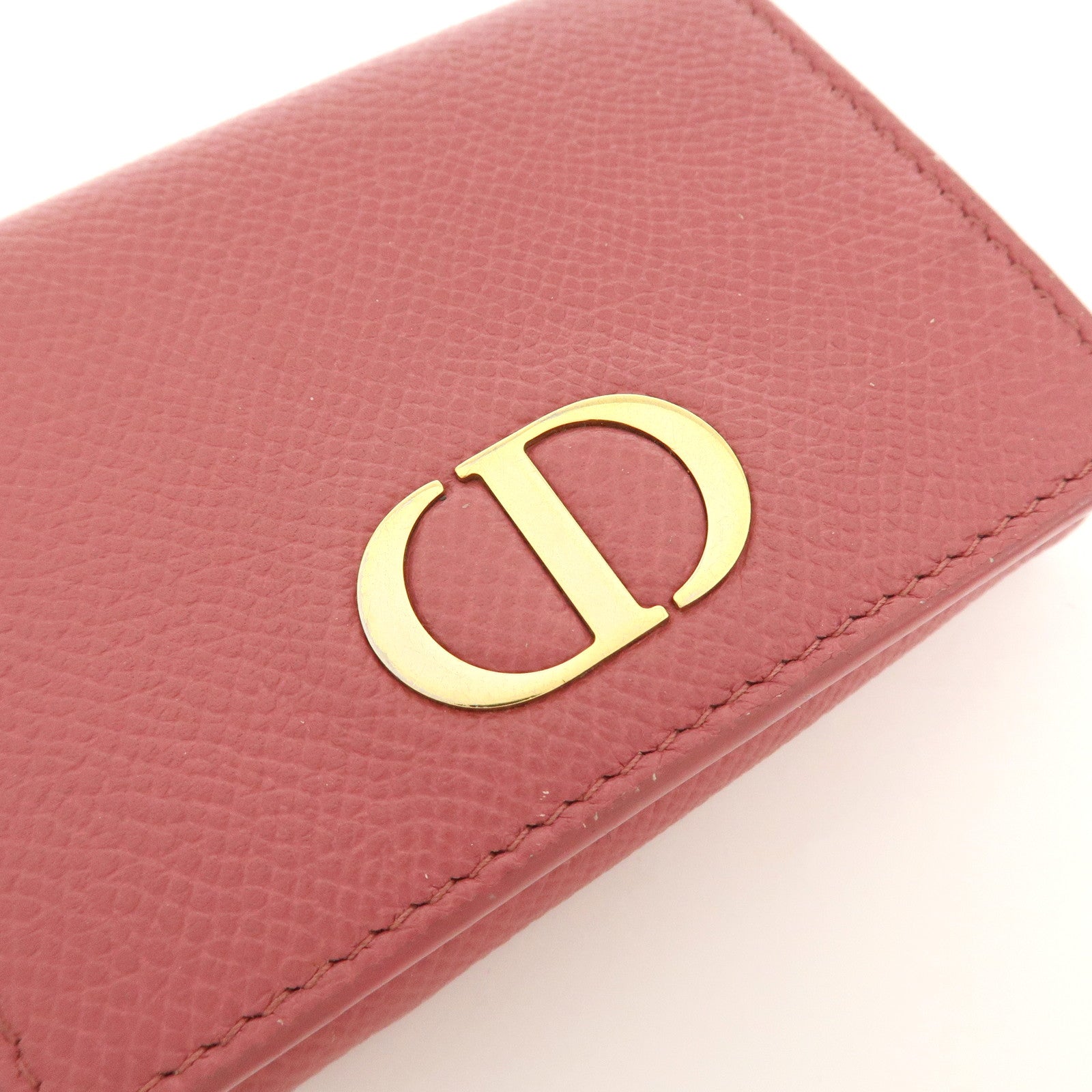Christian Dior Logo Leather Tri-fold Small Compact Wallet Pink
